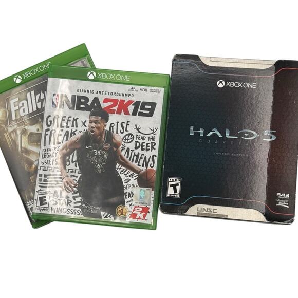 Microsoft Xbox One Lot of 3 Video Games NBA2K19 Fallout 4 Halo 5 - Picture 1 of 6